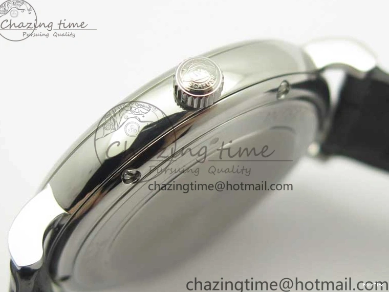 MIROTIME 0523 Affordable Portofino IW356501 SS V3 MK 1:1 Best Edition White Dial Gold Markers On Black Leather Strap MIYOTA 7196